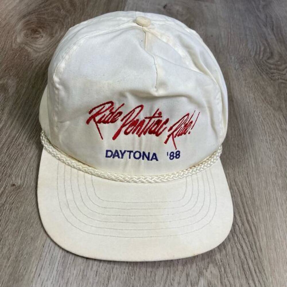 Vintage 1988 Winston Pontiac Daytona Snapback Cap Hat White Unisex Adjustable